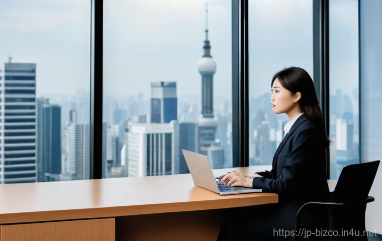 기업경영지도사 자격증 준비 과정 일기 - **Prompt:** A determined and thoughtful Japanese professional woman in her early 30s, dressed in a s...