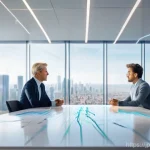 기업경영지도사와 기업 브랜드 전략 - **Prompt:** A diverse group of 3-4 professional business owners, looking engaged and hopeful, are ga...