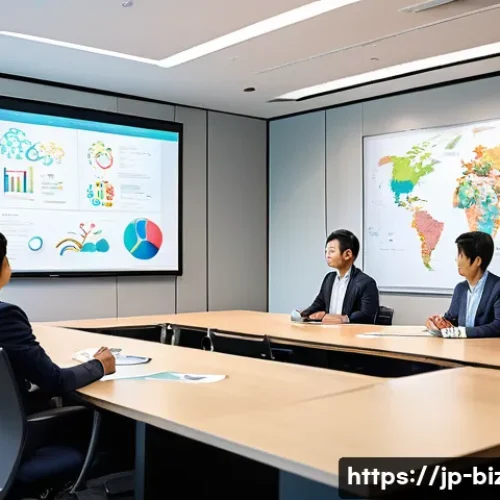 기업경영지도사 이론적 기반 강화 방법 - A modern Japanese business seminar scene inside a bright, sleek conference room with natural light, ...