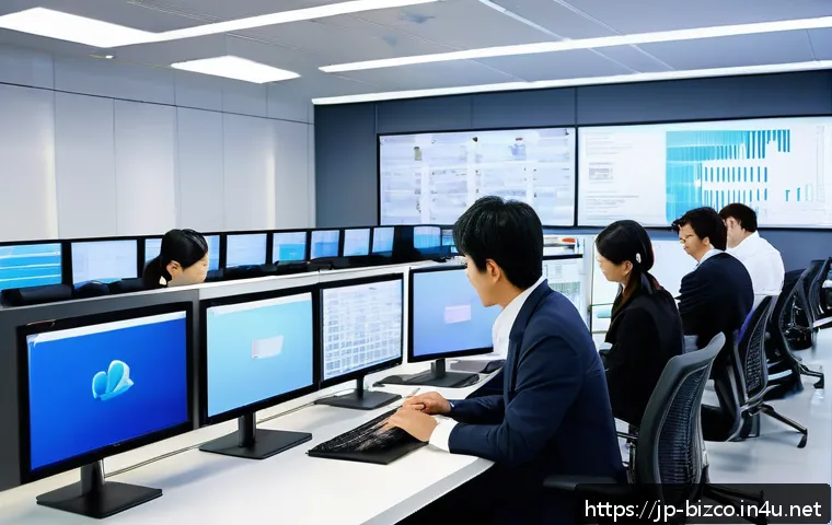 기업경영지도사로서 전문 컨설팅 사례 - A modern Japanese manufacturing office scene showing diverse employees collaboratively working on a ...