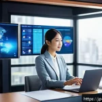 기업경영지도사 관련 산업 트렌드 - A modern Japanese office setting showcasing diverse professionals engaged in digital transformation ...