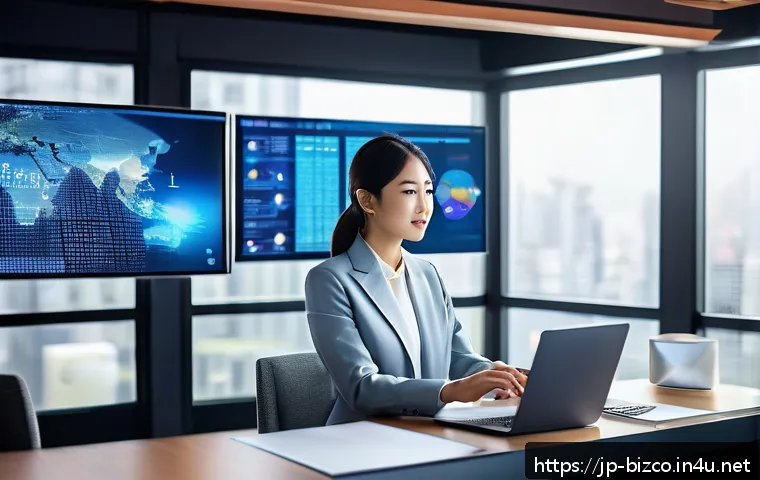 기업경영지도사 관련 산업 트렌드 - A modern Japanese office setting showcasing diverse professionals engaged in digital transformation ...